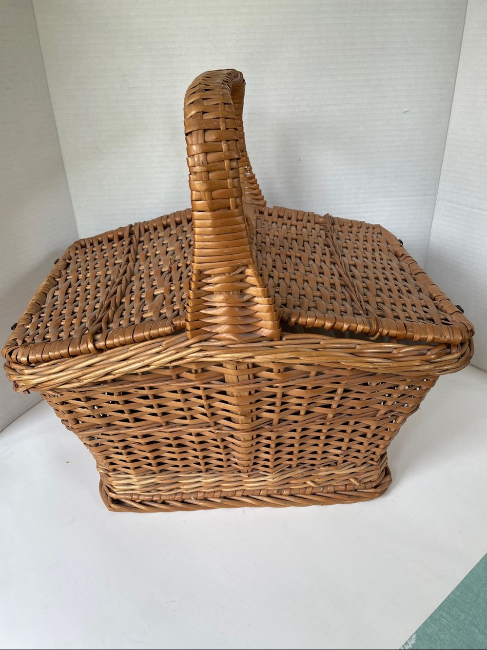 Vintage Wicker Sewing Basket plastic tray